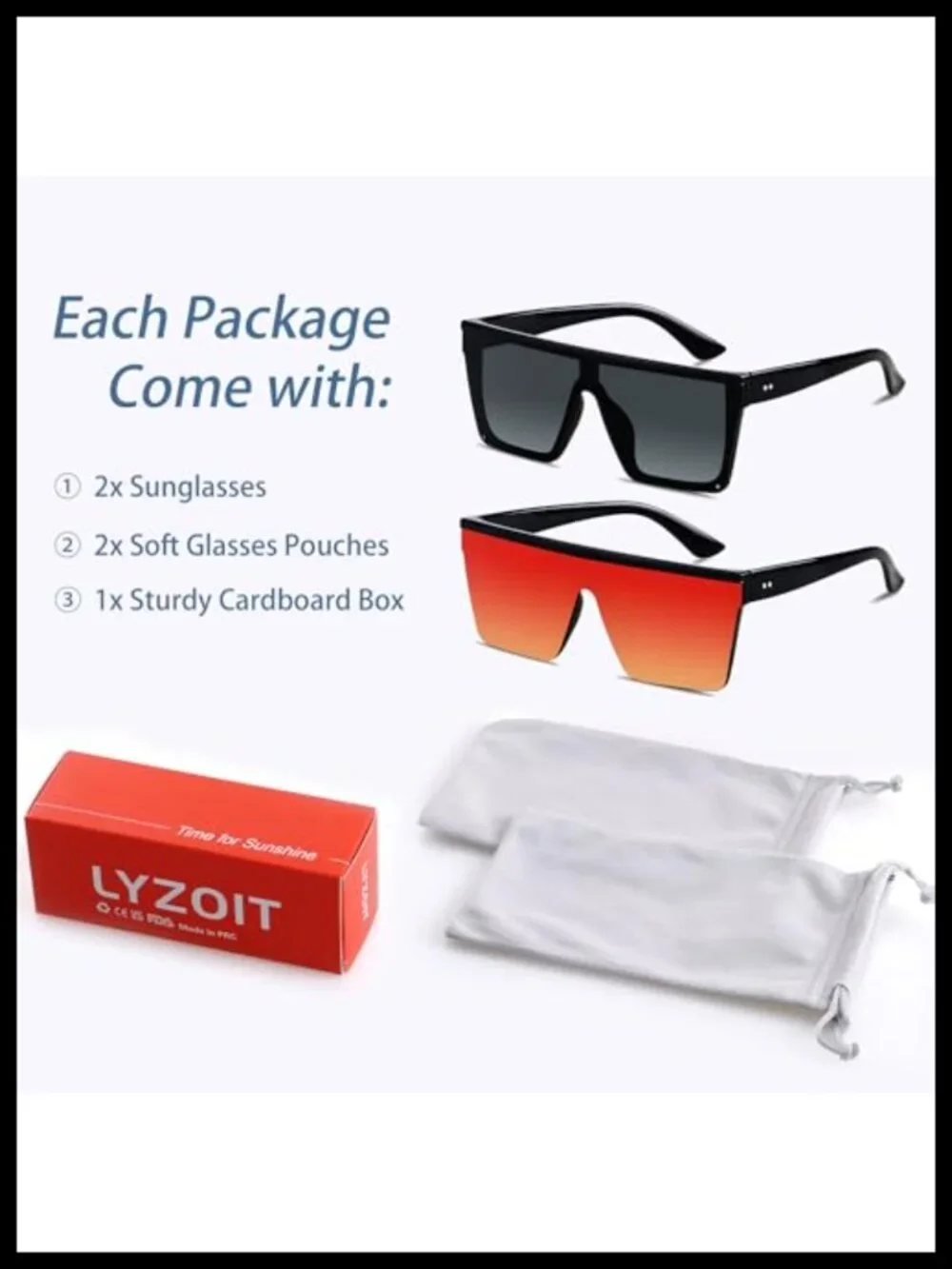 Oversized Square Sunglasses Women Men UV400 Flat Top Big Shades